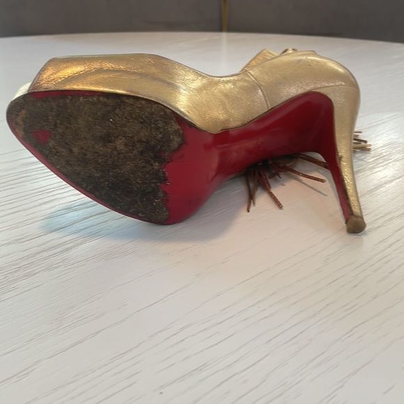 Christian Louboutin Metallic Fringe Heels - Picture 8 of 16